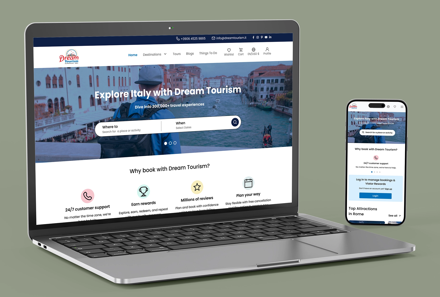 Modern UI/UX Design for Dream Tourism Platform