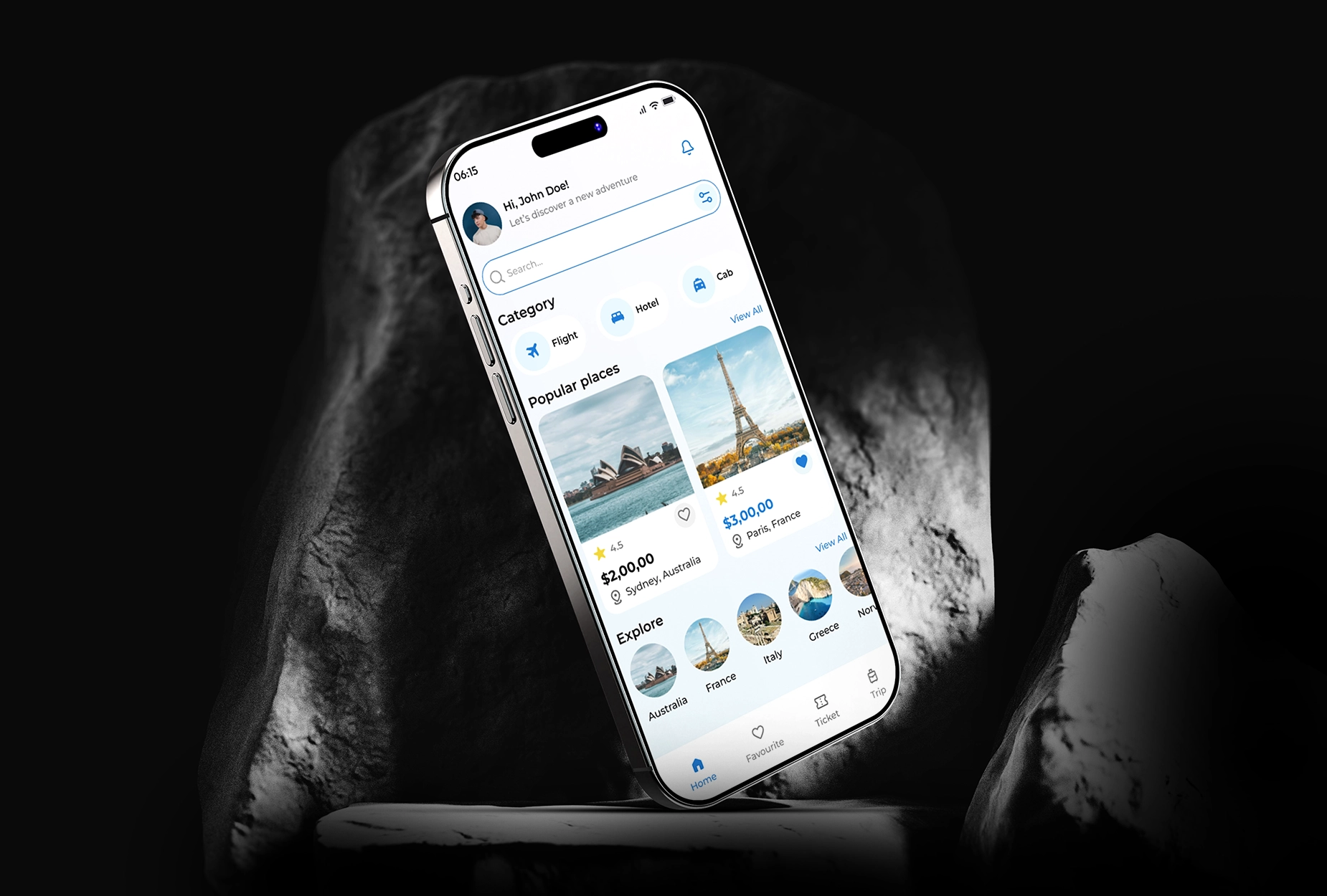 Modern Mobile App UI/UX Design for FlyMate Travel Booking App